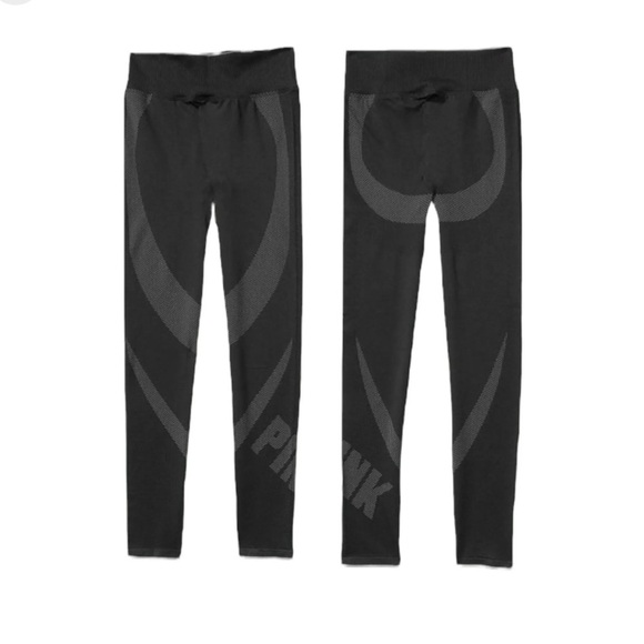 VICTORIA’S SECRET PINK Active Seamless Tight Legging Activewear Large Black Gray - Picture 10 of 10